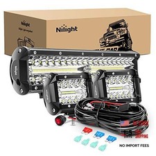 LED Light Bar Set, 12 Inch 300W 12Inch lights 4Inch pods Wiring Harness