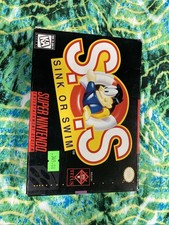 S.O.S Sink or Swim SNES Original Box Set With Game And Instruction Booklet.