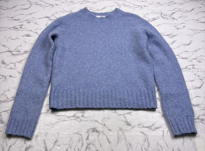 #ad Helmut Lang Sweater Womens Size S Blue Alpaca Wool Crewneck Raglan Knit Pullover $64.50