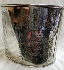 Vintage English Breakfast Tea Silver Plate Lidded Tea Can