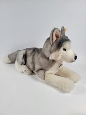 Steiff Husky Dog Plush 20" Knopf Im Ohr Button Gray White EUC