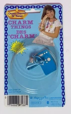 Vintage 80s Plastic Clip On Bell Charm Blue Radio