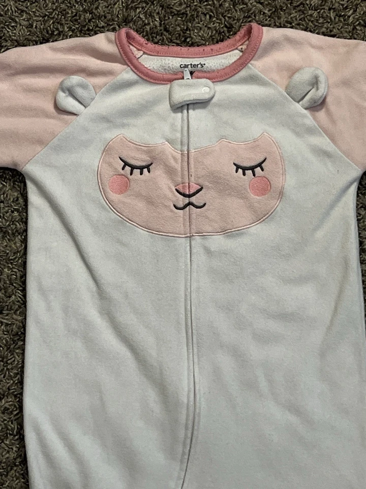 2pk Carter's Niñas Patas Blanco Cordero Vellón 5T & Joe Boxer Mono Rosa 4/5T Pijamas Foto 3 de 4