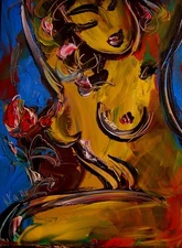 NUDE    MODERN PAINTING  IMPRESSIONIST CANVAS ORIGINAL OIL CArgeg