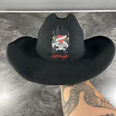 Ed Hardy cowboy hat  OSFM Condition = 10/10  Colors = black red white grey