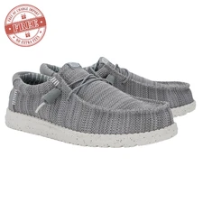Men's Hey Dude Wally Stretch Sox Slip-On Loafer Shoes Lightweight Grey M Size US