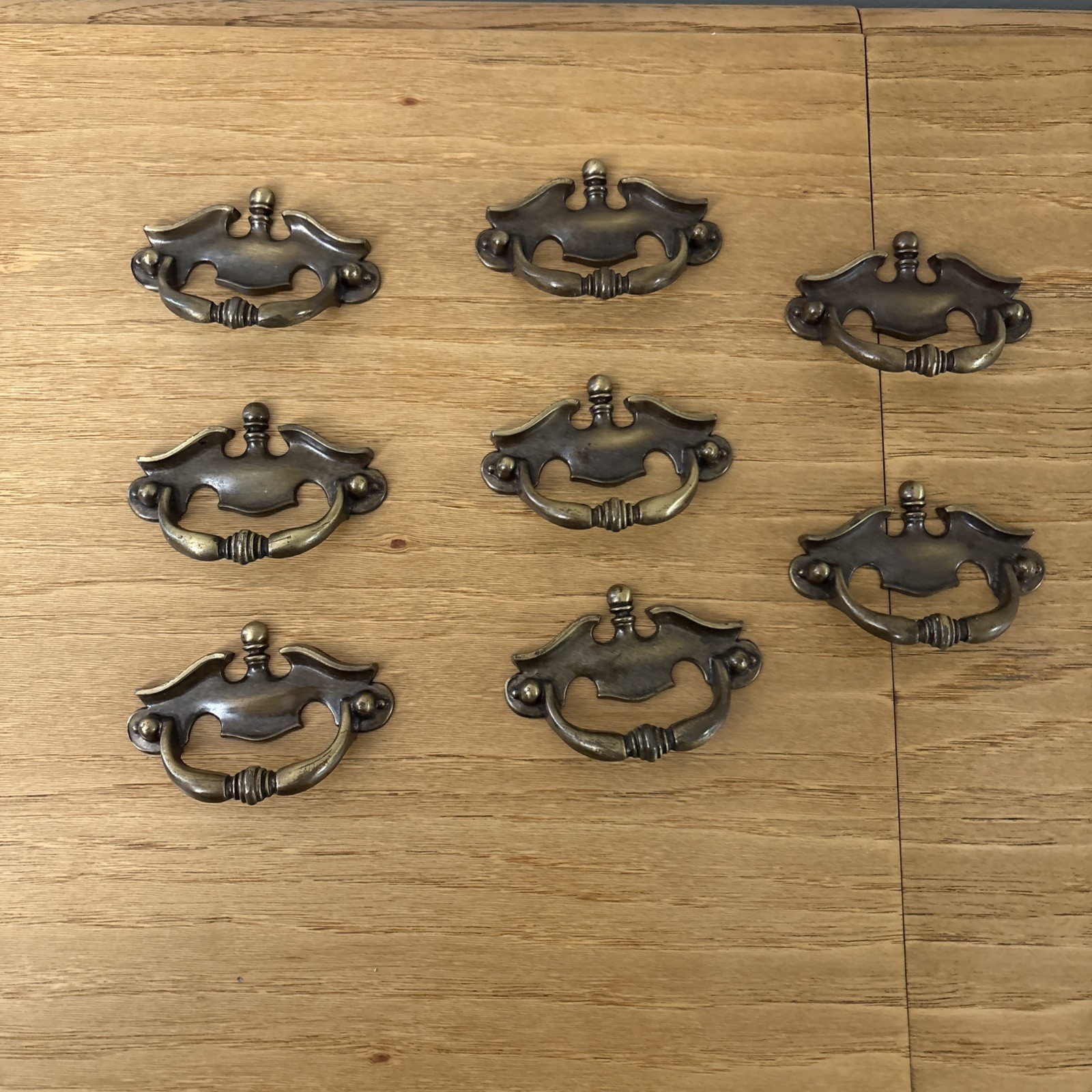 8 Vtg NATIONAL LOCK Antique English Center Drawer Fixed Drop Pull fo-3741-001