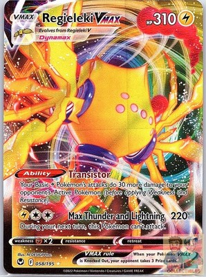 Regieleki VMAX 058/195 Holo VMAX Rare Silver Tempest Pokemon Near Mint