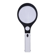 4X/10X Handheld Magnifier Racket Shape Magnifying Glass with 4LED 1UV Lamp Loupe