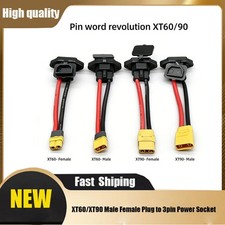 XT60 XT90 Male Female to 3-Pin Power Cable for Ebike Battery Charger AAU