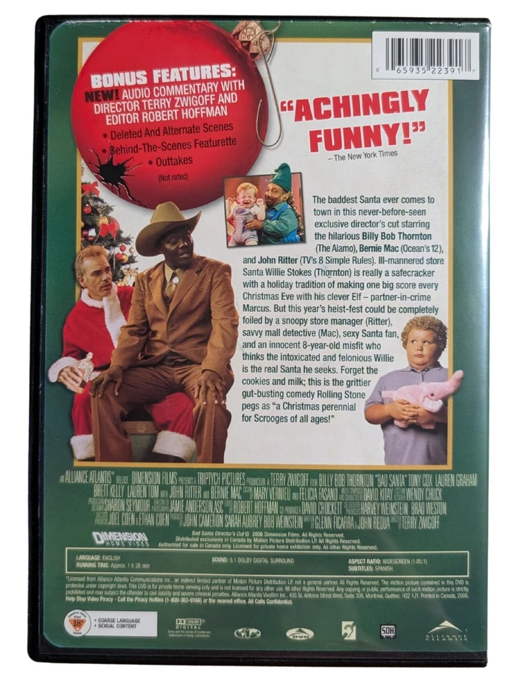 Bad Santa (DVD, 2003) Billy Bob Thornton, Lauren Graham, Bernie Mac - Image 3 of 3