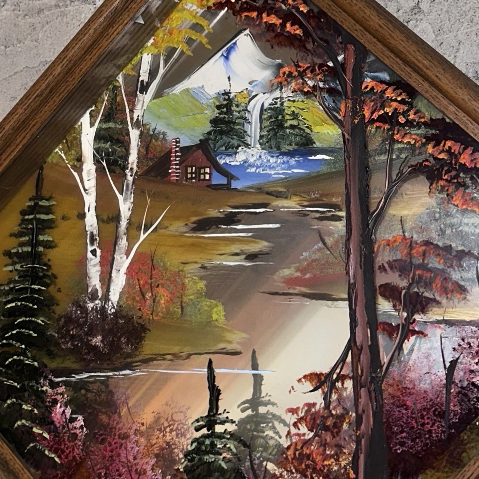 Royce Mcnett-Ram Espejo Pintura 13x13x3 Arte Vintage Madera Caja de Sombras Original Foto 2 de 4