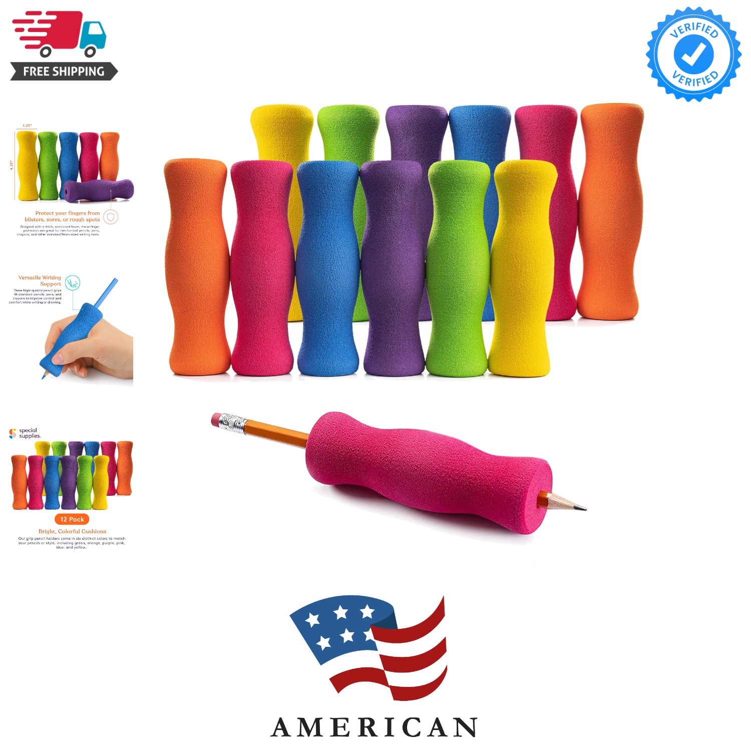 Grips For Kids Adults Colorful, Cushioned Holders For Handwr