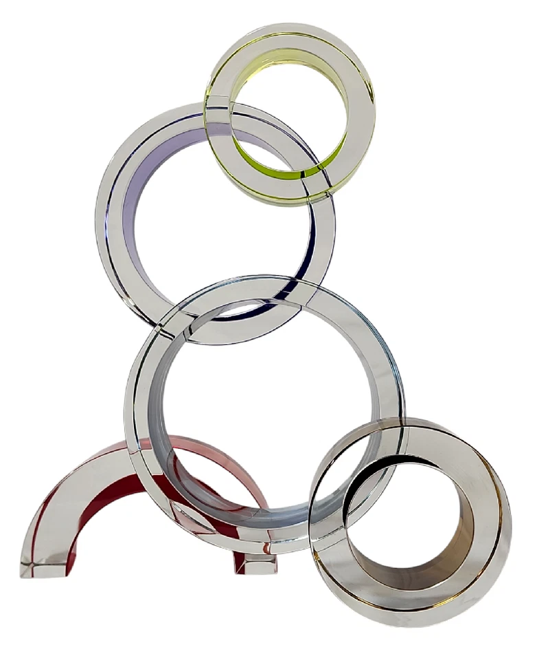 Escultura de vidrio arte abstracto Fay Miller única multicolor menorá arcos Shardz Foto 4 de 4