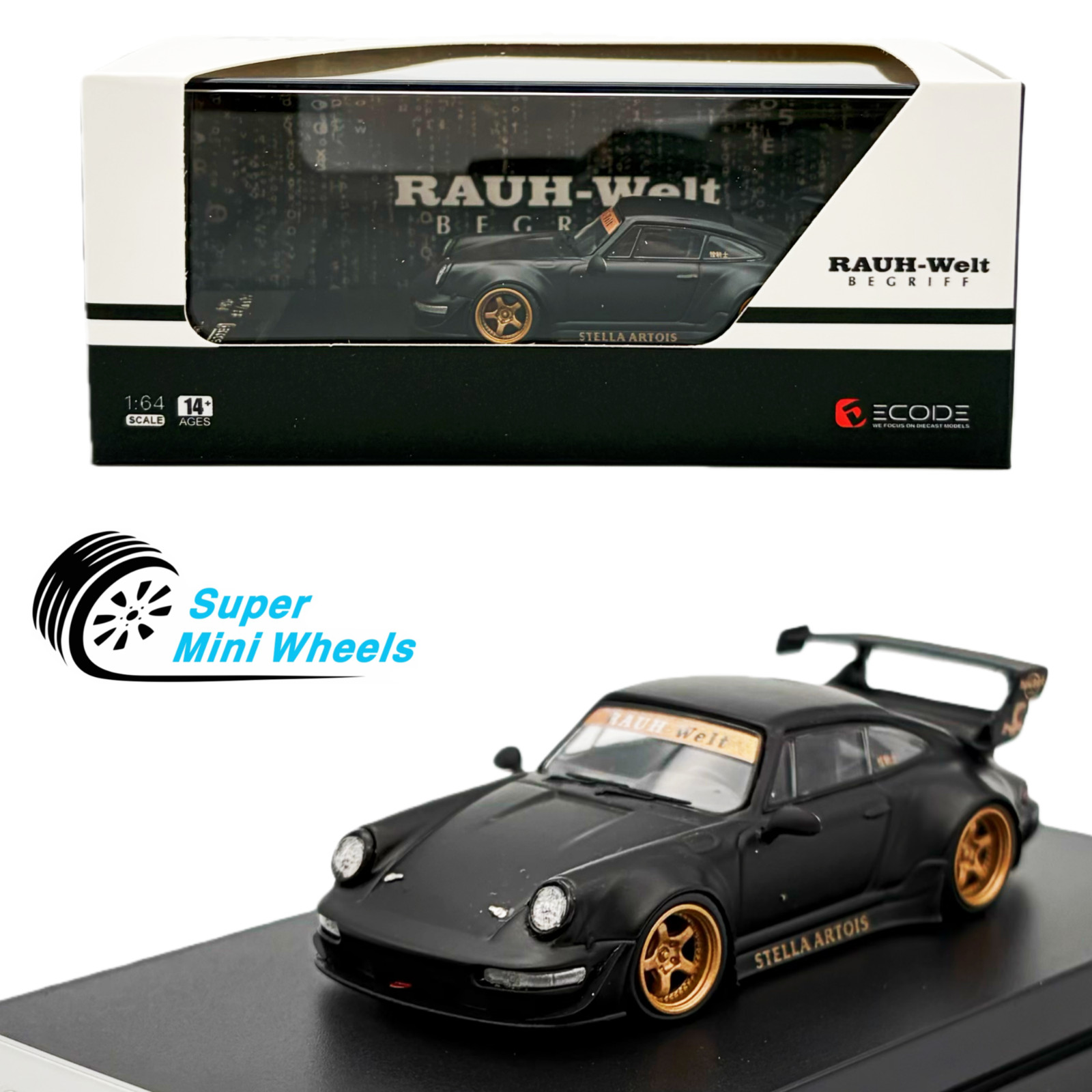 Decode 1:64 rwb 964 black & gold hec 2025 - diecast model