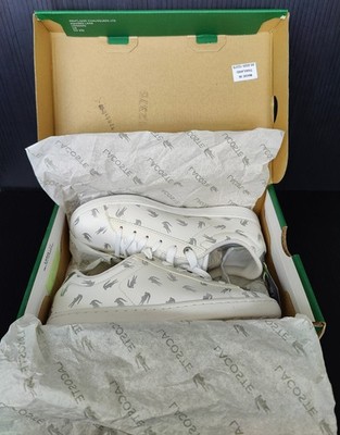 LACOSTE Carnaby Evo Big Kids Sneakers White Silver Size 4 woman size 5.5 New