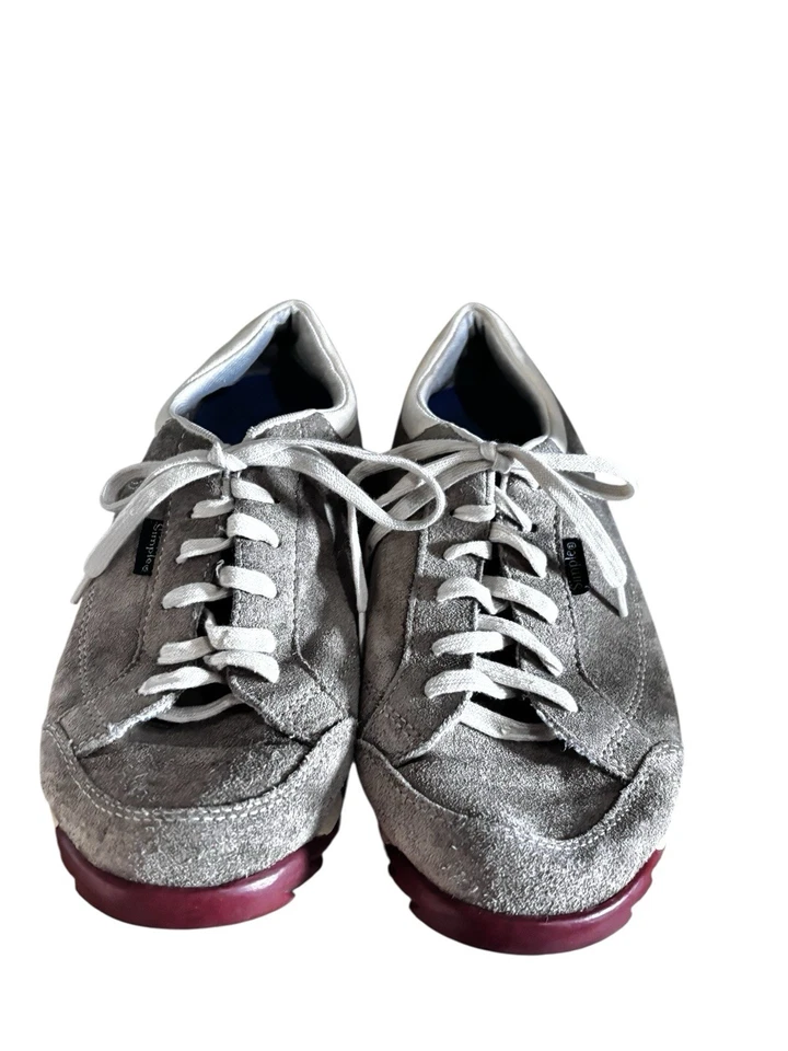 ZAPATOS MUJER SENCILLOS TALLA 8.5 BEIGE GAMUZA CUERO ZAPATILLAS CON CORDONES Foto 2 de 4