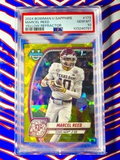 2024 Bowman Chrome University Sapphire Marcel Reed 1st Bowman Yellow /75 PSA 10