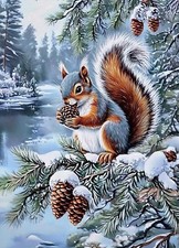 GXGLLPZBY 5D DIY Squirrel Eating Pine Cone Diamond 11.8x15.8 inches, KM44-1