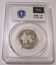 2000 S Clad Massachusetts State Quarter Proof PR70 DCAM PCGS Flag Label