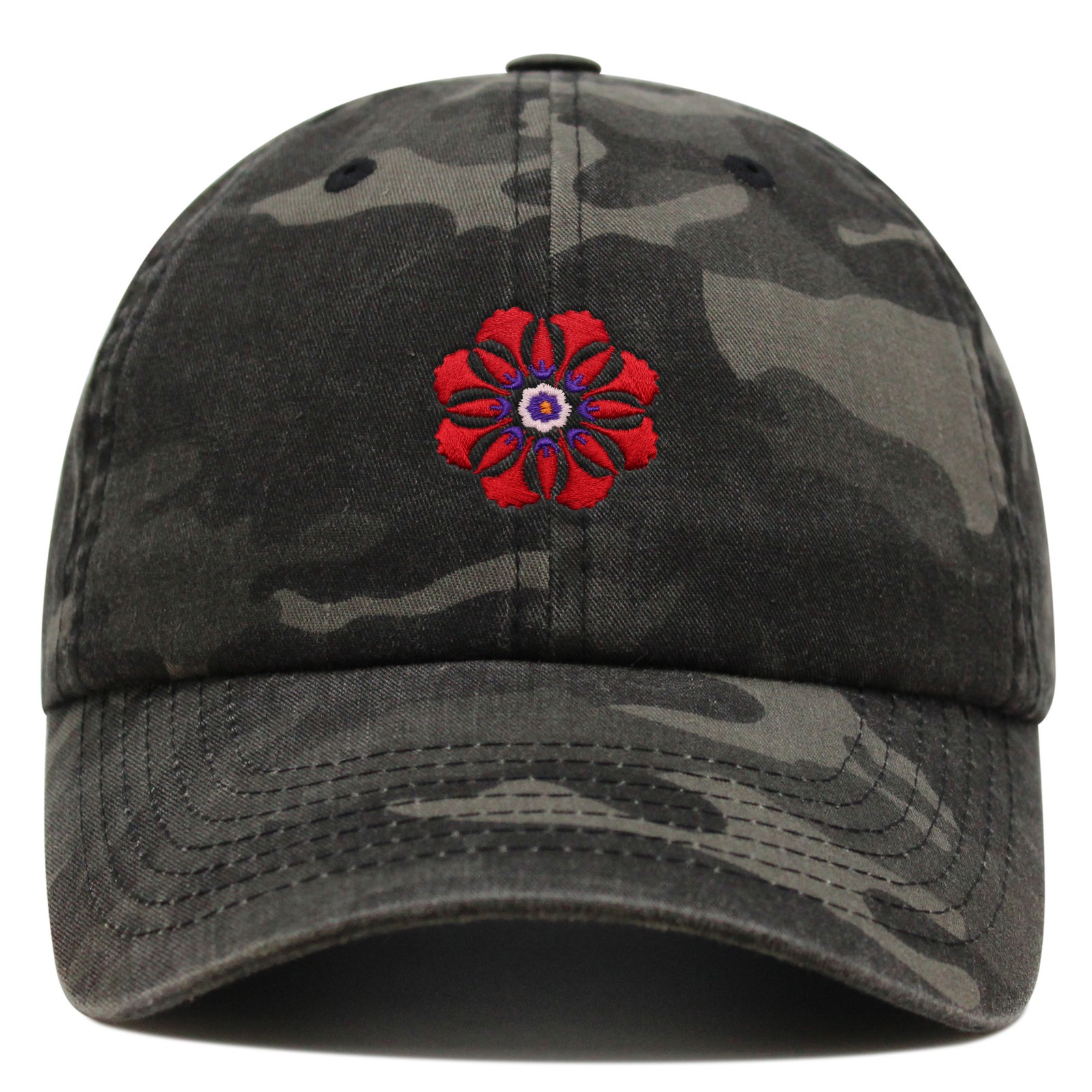 JPAK Flower Ornament Premium Dad Hat Cotton 6-Panel Curved Brim Floral Garden