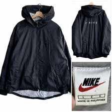 VTG 90 s Nike Black Windbreaker Hooded Jacket Swoosh Men s Size Large