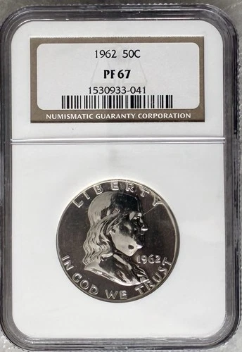 1962 Silver Proof Franklin 50c Half Dollar NGC PF67 Coin Beauty #041