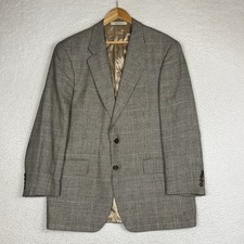 Vintage Polo University Club Ralph Lauren Silk Linen Wool Blazer 42R Glen Check