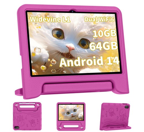 2025 Upgraded Android 14 Tablet, 10inch Kids Tablet , Octa-core CPU, 10GB+64G... - 第 1/6 張圖片