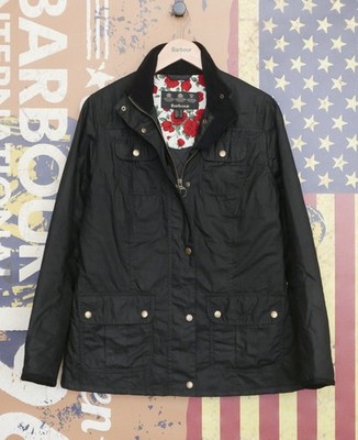 £219 Barbour Utility Liberty Rose schwarze Damen-Wachsjacke UK 12 US 8 EU 38