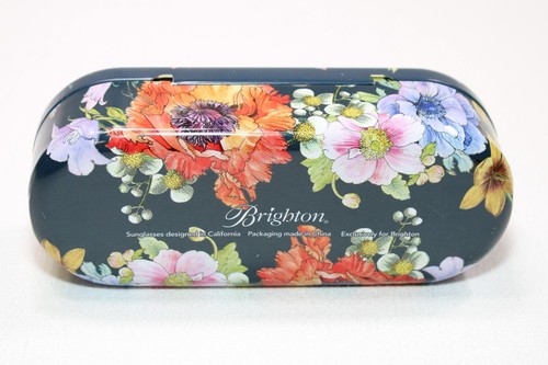 Brighton Sunglasses Tin Metal Case Box Blue Flower Floral Design CASE ONLY - Picture 2 of 9