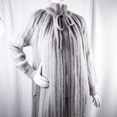 BULLOCK'S Vintage grau Zopfmuster Damen Wolle Mohair Strickjacke Pullover Gr. M - Bild 10 von 14