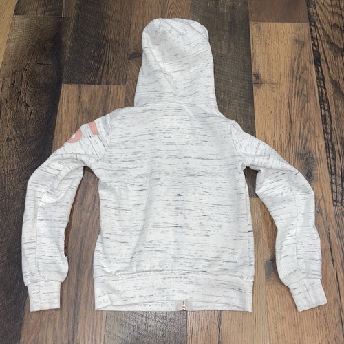 Girls Zip-up Gray Fleece Hoodie S 7/8 CALI LOVE Rose Gold LOVE Sequins - Picture 6 of 9