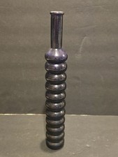 Vintage Dark Cobalt Blue Art Glass Bottle Ribbed Design 12 Tall R109