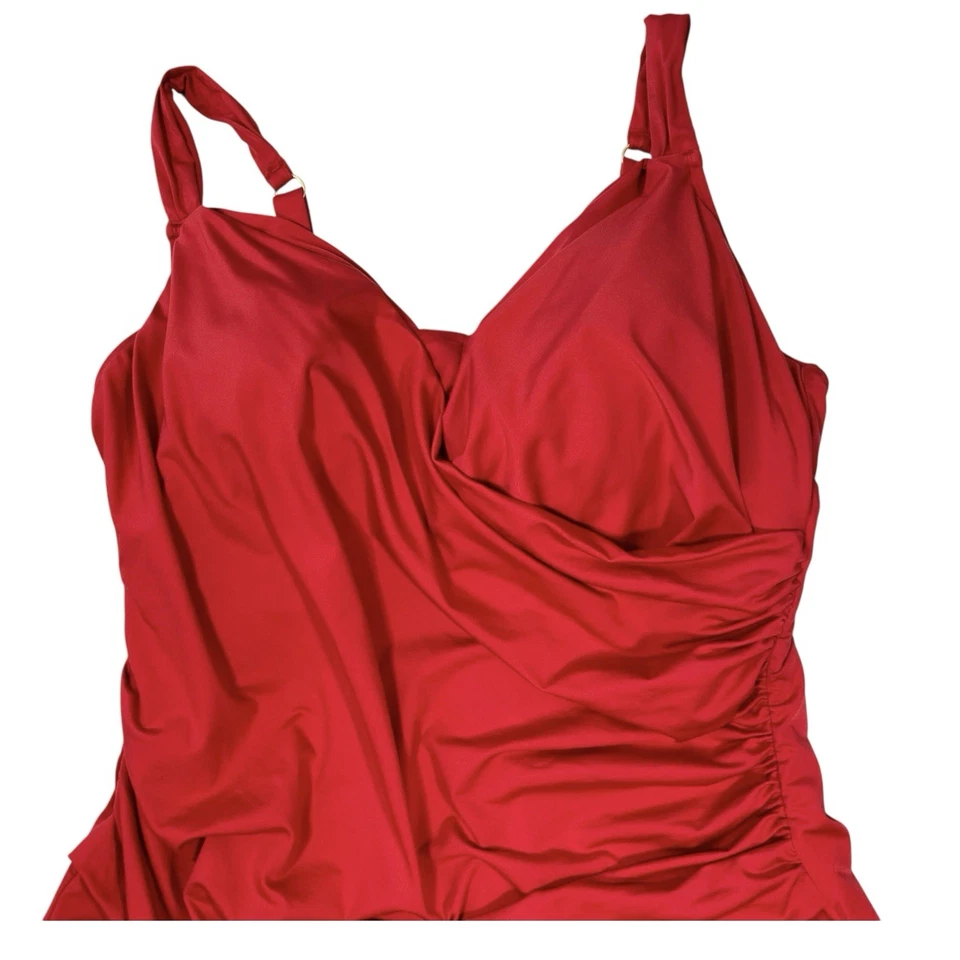 Traje de baño JANTZEN talla grande 2XL 20 22 rojo de una pieza acanalado playa vacaciones Foto 3 de 4