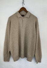 Loro Piana 100 Cashmere Polo Collar Sweater Pullover Beige Size 54 Italy Men  s