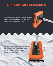 New Snow Roof Rake, 17.7 in Foam Blade, 7.3-18.4 ft AdjNewtable Roof Snow Scrape