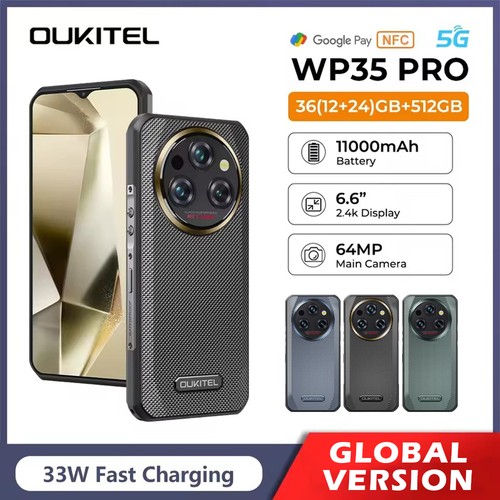 Oukitel WP35 Pro 5G Rugged Phone Dimensity 6300 36GB+512GB 11000mAh NFC Global - Picture 1 of 19