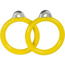 SWING SET STUFF COMMERCIAL COATED ROUND TRAPEZE RINGS YELLOW PAIR outdoor 0015