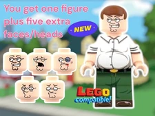 1x Figure 5- Face Head Peter Griffin Family Guy Toy Show Custom Minifigure Lego