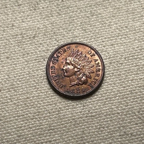 1884 Indian Head Cent AU/UNC IHC 1c Penny CJ