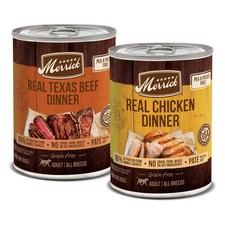 Merrick Grain Free Real Meat Variety Pack 12 Cans Beef Chicken Dog Food 12.7oz