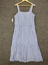 Amazon Essentials Maxi Tank Dress Women’s XL Blue White Striped Viscose Soft NEW