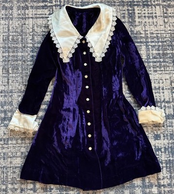 Vintage 60s Vicky Vaughn Purple Velvet Victorian Style Hippie Jacket S Hendrix