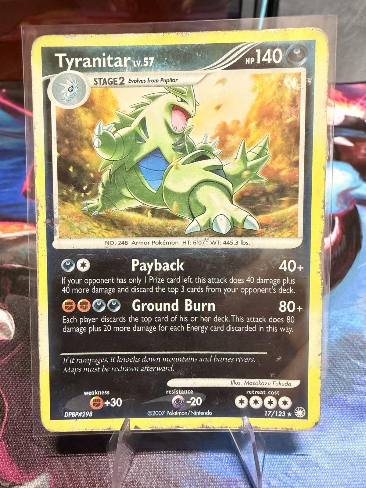 Pokémon Tyranitar 140HP 17/123 Mysterious Treasures Reverse Holo Rare Card(DMG)