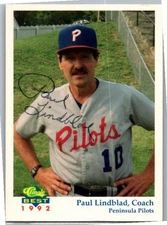 1992 -Paul Lindblad- Classic Autograph/Signed/Auto Baseball Card #29 Athletic