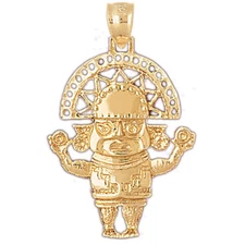 New 14k Gold Aztec Mayan Inca Figurine Pendant