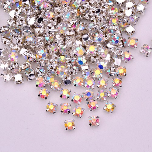 288pcs Sew On Crystal Glass Diamante Rhinestones Alloy Setting 3 4 5 6 8MM - Picture 8 of 11