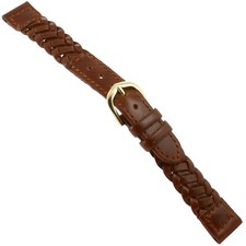 14mm Town  Country Genuine Leather Honey Brown Braided Ladies Watch Band