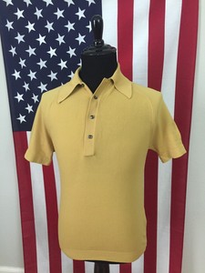 vtg-50s-60s-Puritan-Ban-Lon-Wide-Collar-Banded-Polo-Shirt-men-039-s-SMALL-boho-19581